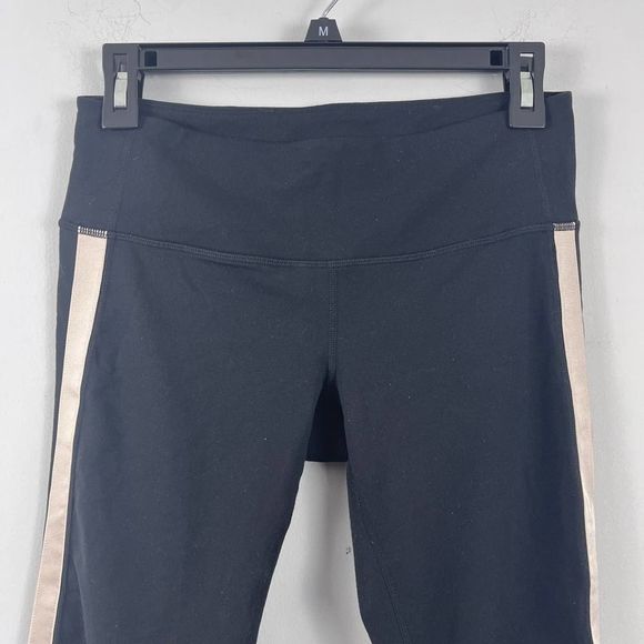 Athleta Metro Tux Stripe Black Chaturanga Ankle Zip Side Stripe cropped Leggings - Picture 3 of 16